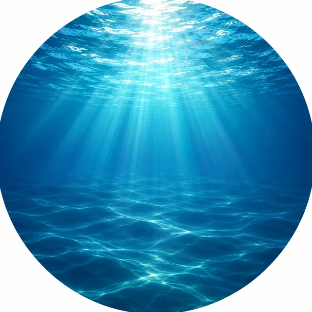 Emotionale Heilung — Sonnenlicht durchströmt klares blaues Wasser und erhellt sanfte Unterwasserströmungen.
